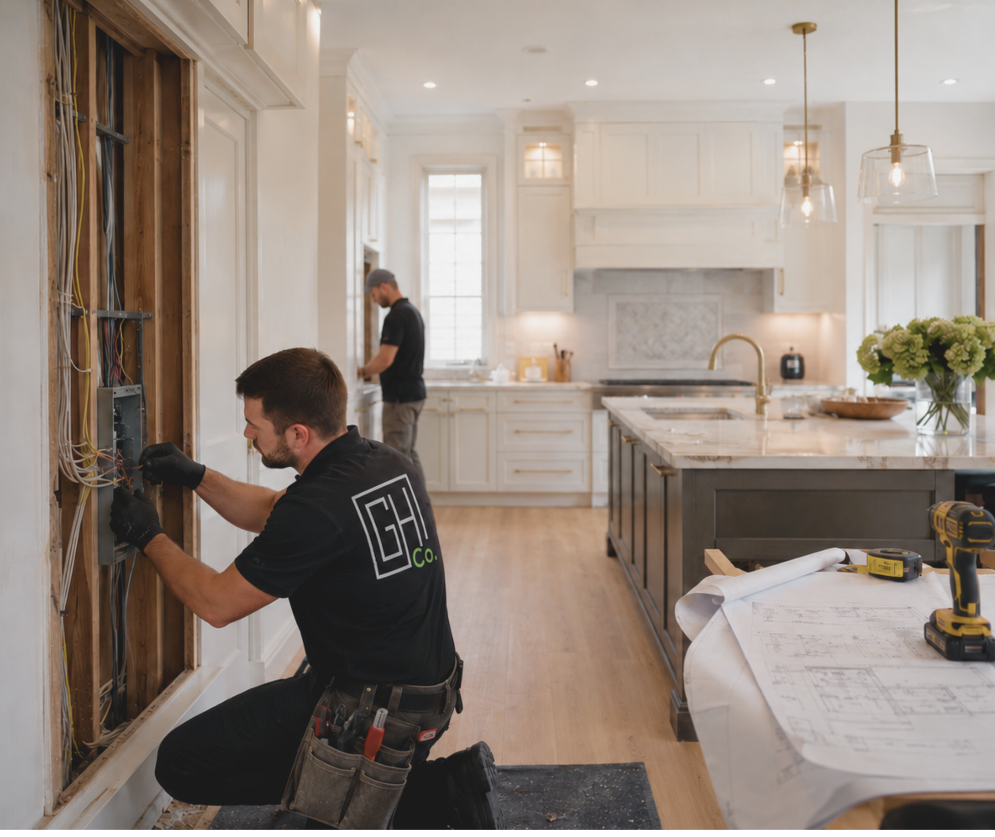 GH Co. tradesperson completing renovation work in a kitchen